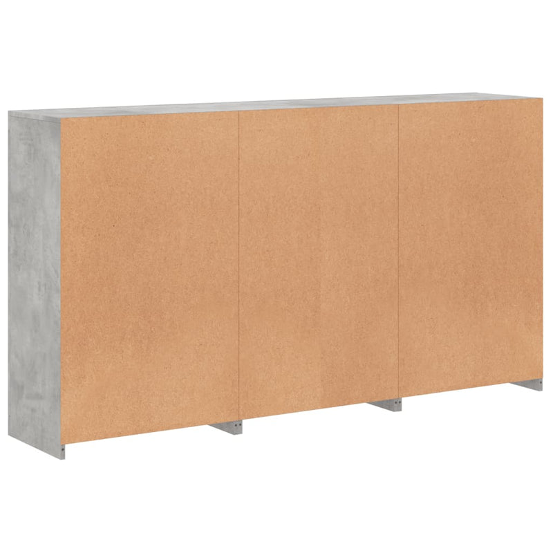 Servantă cu lumini LED, gri beton, 181,5x37x100 cm