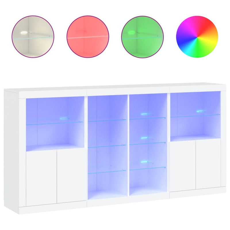 Servantă cu lumini LED, alb, 202x37x100 cm
