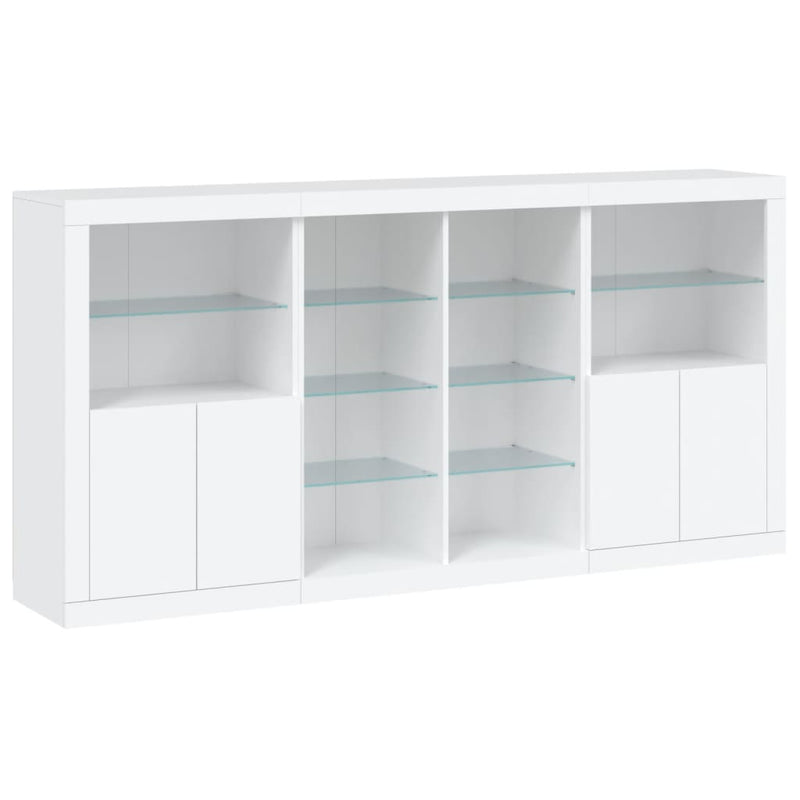 Servantă cu lumini LED, alb, 202x37x100 cm
