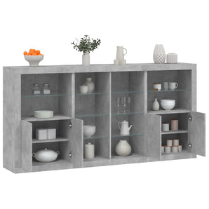 Servantă cu lumini LED, gri beton, 202x37x100 cm