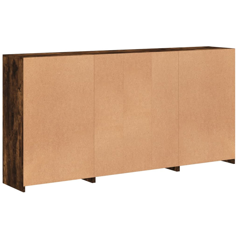 Servantă cu lumini LED, stejar fumuriu, 202x37x100 cm