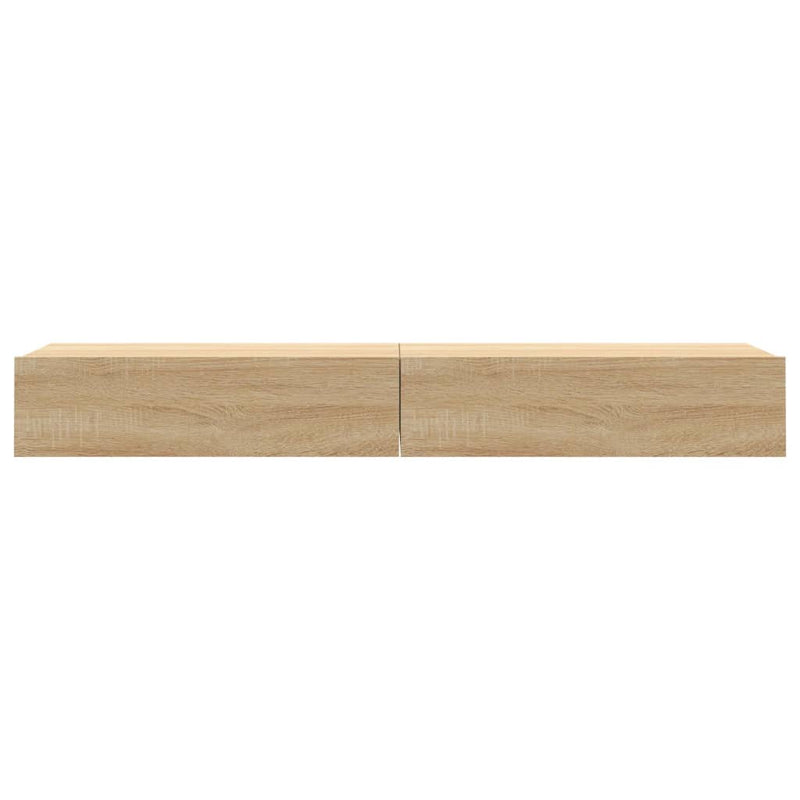 Comode TV cu lumini LED, 2 buc., stejar sonoma, 60x35x15,5 cm