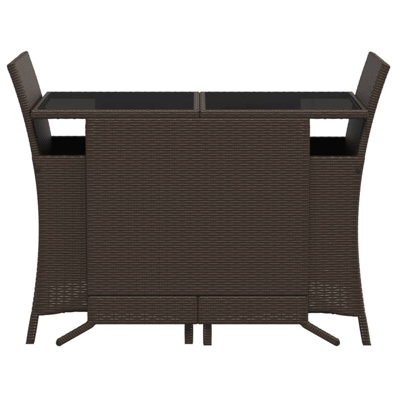 Set bistro cu perne, 3 piese, maro, poliratan