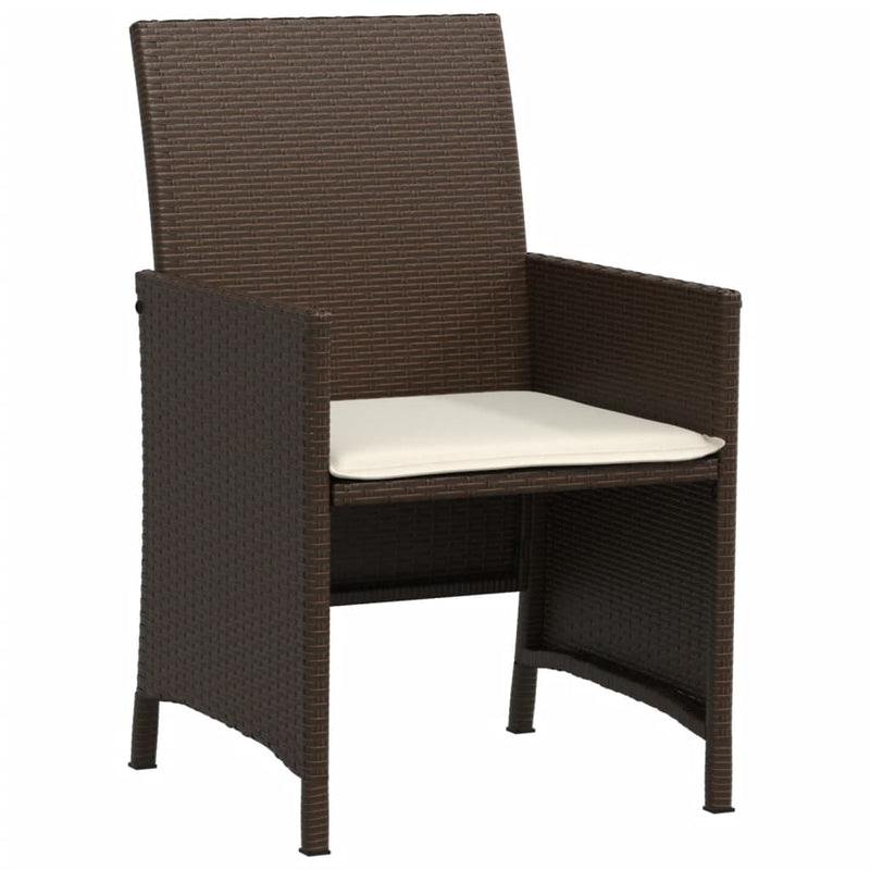 Set bistro cu perne, 3 piese, maro, poliratan