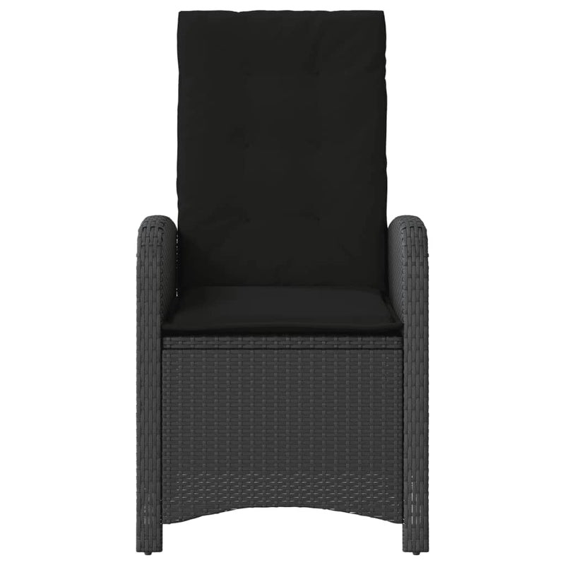 Set bistro cu perne, 3 piese, negru, poliratan
