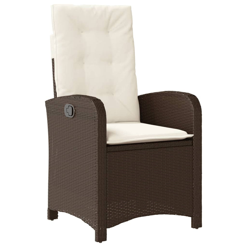 Set bistro cu perne, 3 piese, maro, poliratan