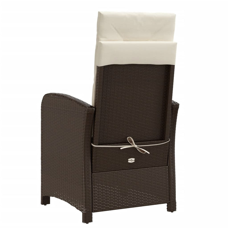 Set bistro cu perne, 3 piese, maro, poliratan
