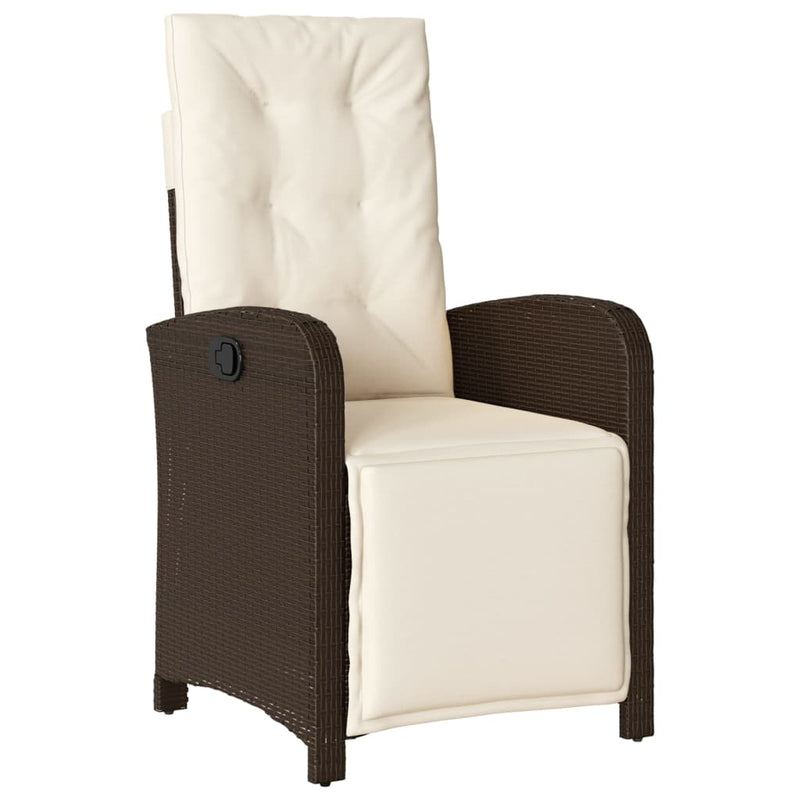 Set bistro cu perne, 3 piese, maro, poliratan