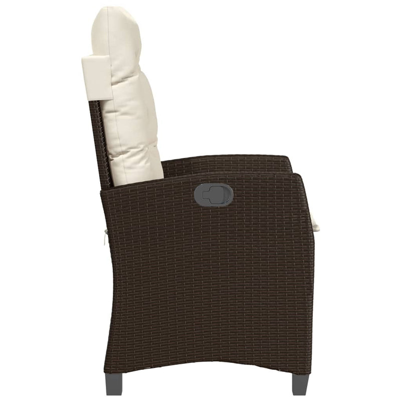 Set bistro cu perne, 3 piese, maro, poliratan