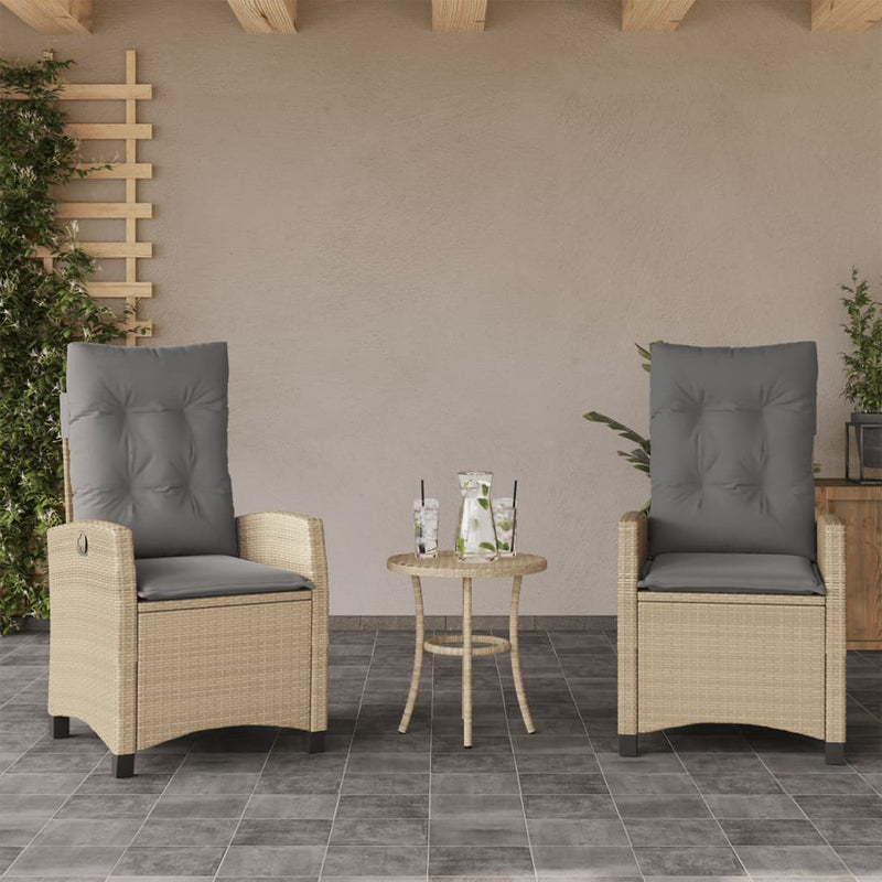 Set bistro cu perne, 3 piese, bej combinat, poliratan