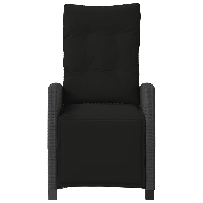 Set bistro cu perne, 3 piese, negru, poliratan