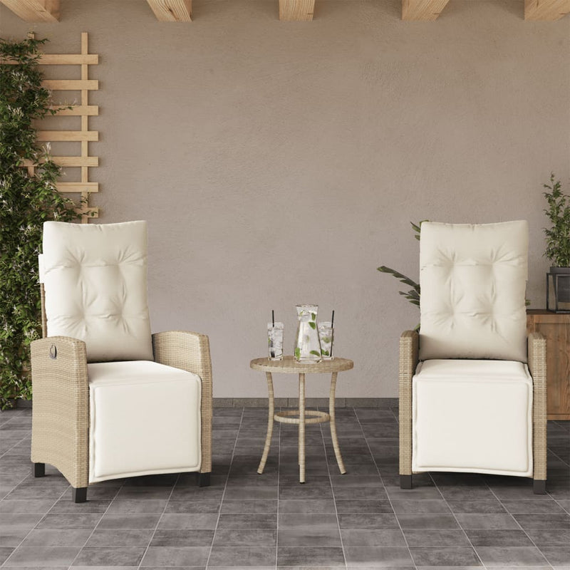 Set bistro cu perne, 3 piese, bej, poliratan
