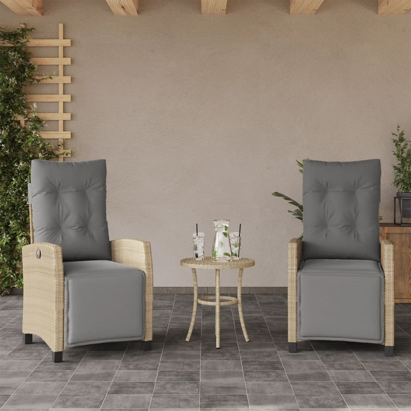 Set bistro cu perne, 3 piese, bej combinat, poliratan