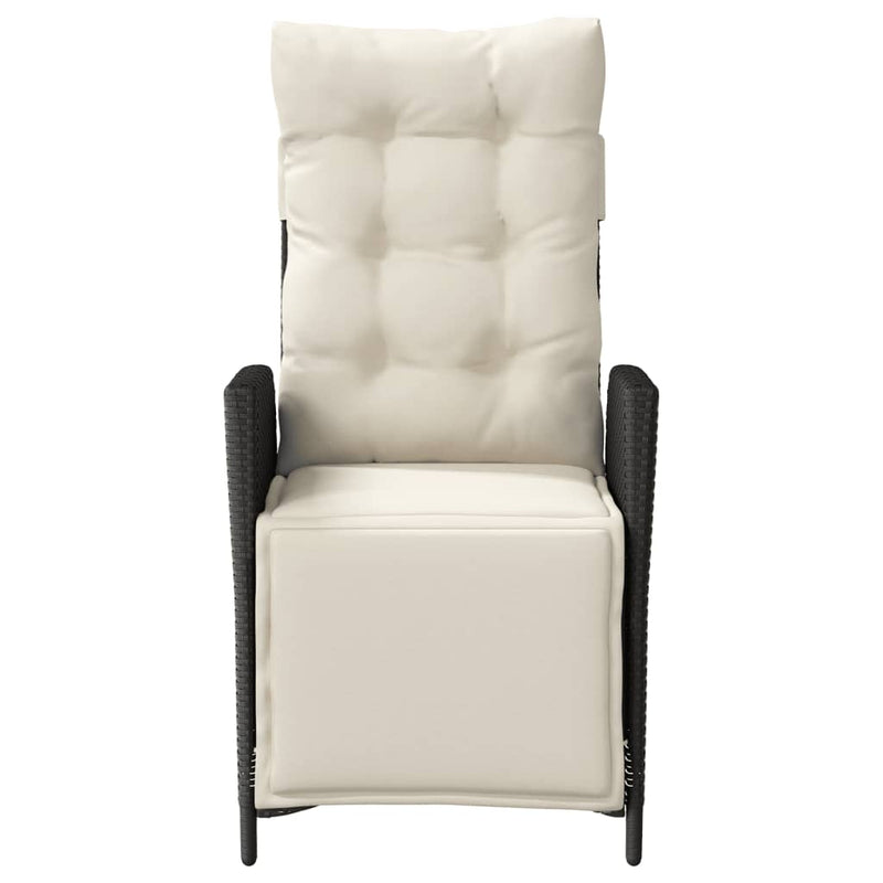 Set bistro cu perne, 3 piese, negru, poliratan