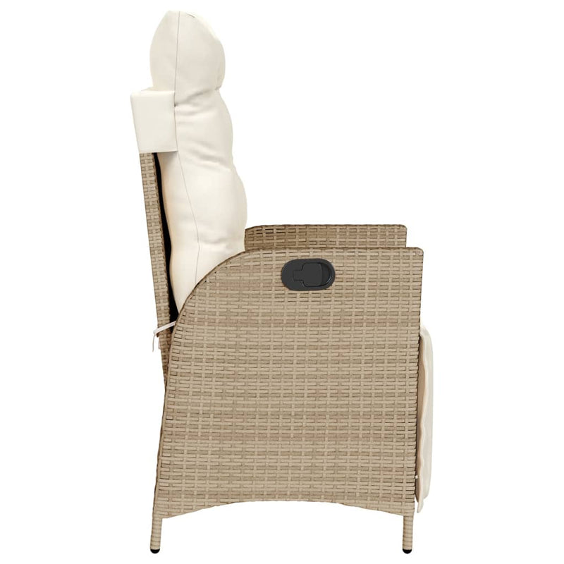 Set bistro cu perne, 3 piese, bej, poliratan