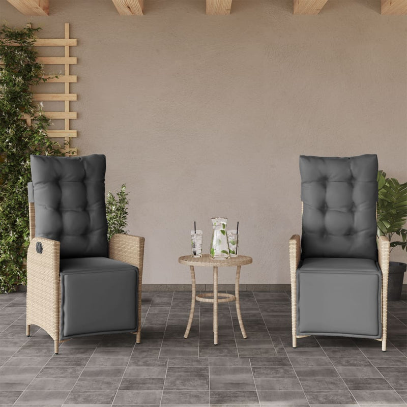 Set bistro cu perne, 3 piese, bej combinat, poliratan