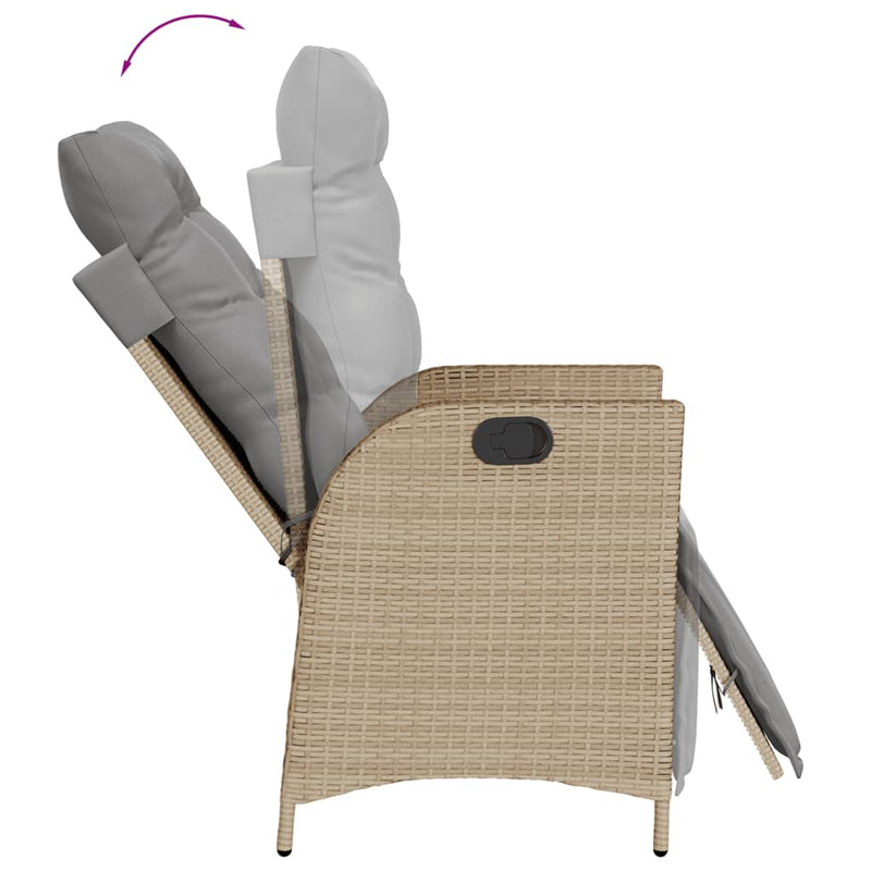 Set bistro cu perne, 3 piese, bej combinat, poliratan