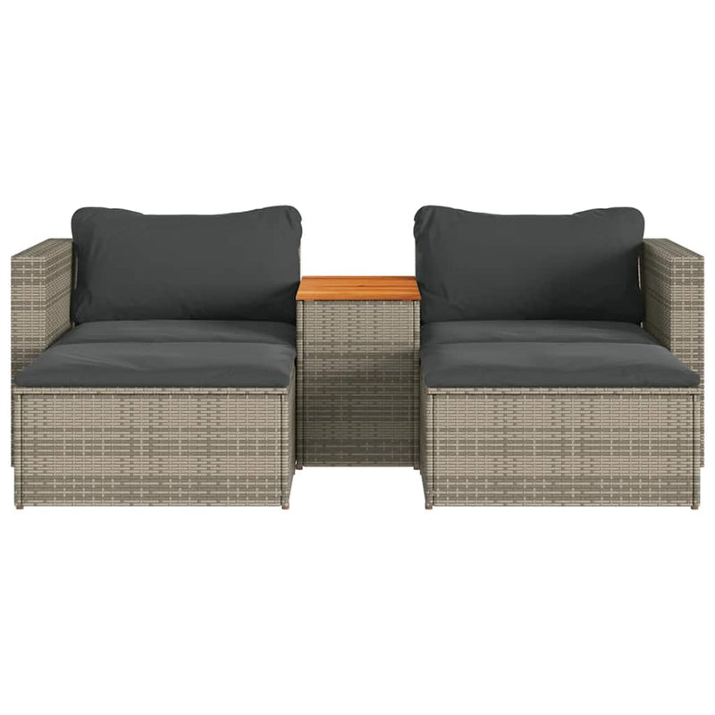Set canapea de grădină cu perne, 5 piese, poliratan/lemn acacia