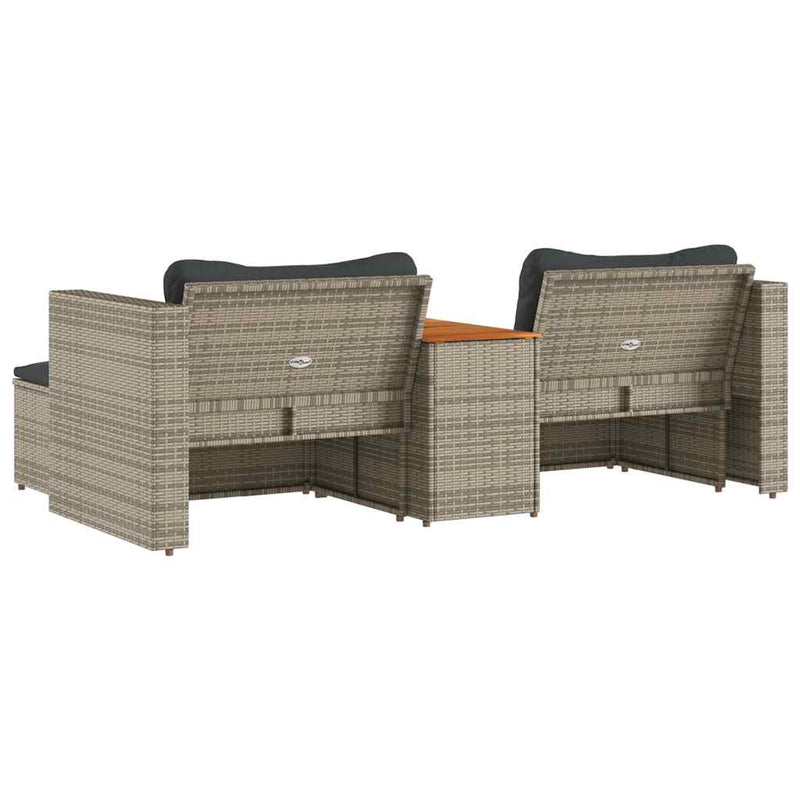 Set canapea de grădină cu perne, 5 piese, poliratan/lemn acacia