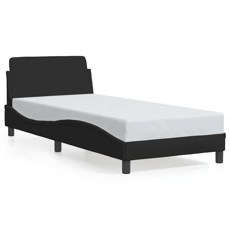 Cadru de pat cu tăblie, Dover, negru, 80x200 cm, textil