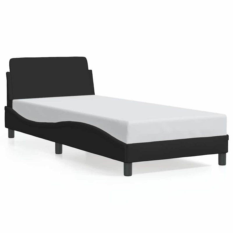 Cadru de pat cu tăblie, Dover, negru, 90x190 cm, textil