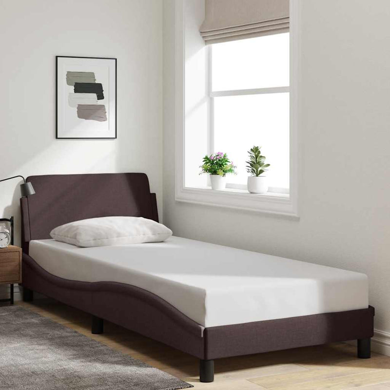 Cadru de pat, Dover, maro închis, 90x190 cm, textil