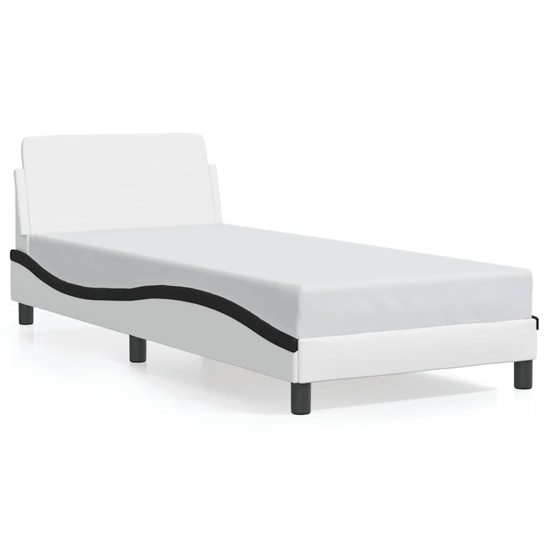 Cadru de pat Dover alb și negru 90x190 cm piele artificială