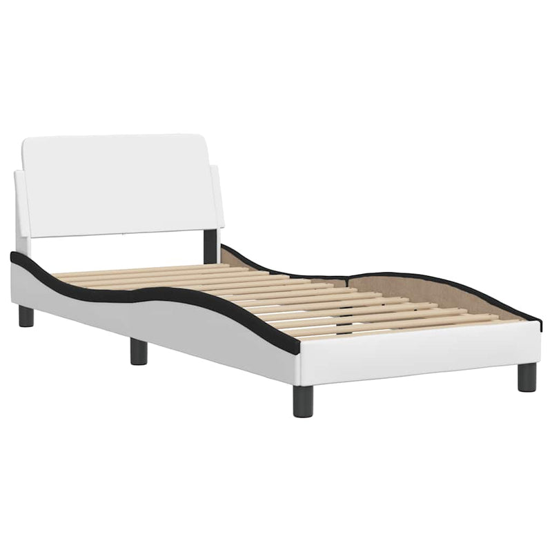 Cadru de pat Dover alb și negru 90x190 cm piele artificială