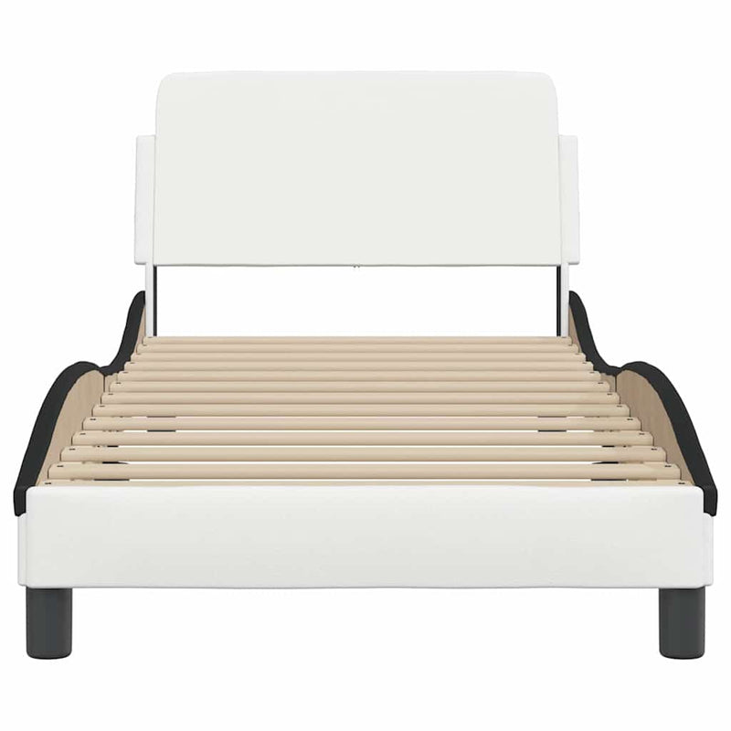 Cadru de pat Dover alb și negru 90x190 cm piele artificială