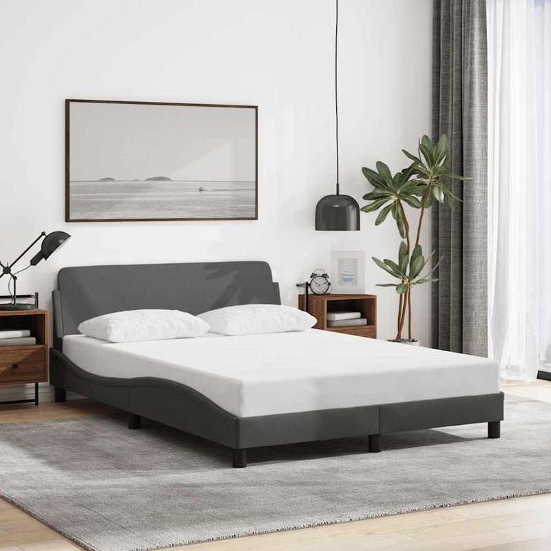 Cadru de pat, Dover, gri închis, 120x200 cm, textil