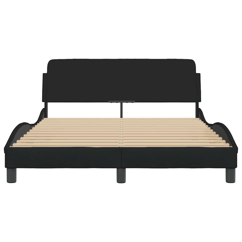 Cadru de pat, Dover, negru, 140x200 cm, textil