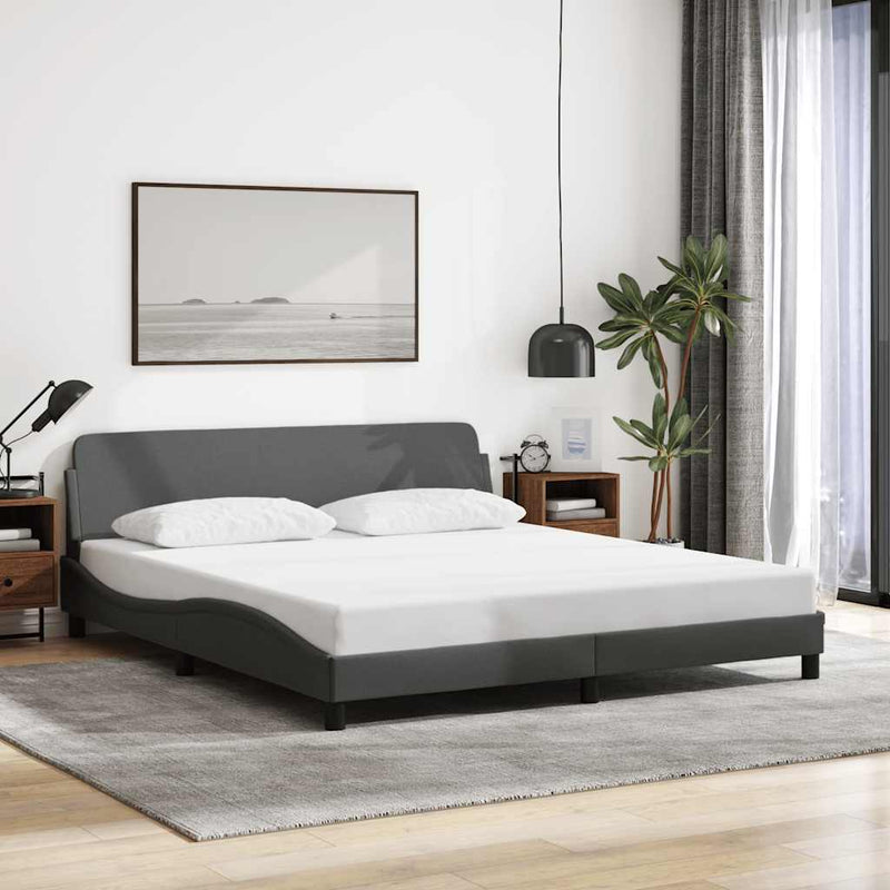 Cadru de pat, Dover, gri închis, 160x200 cm, textil