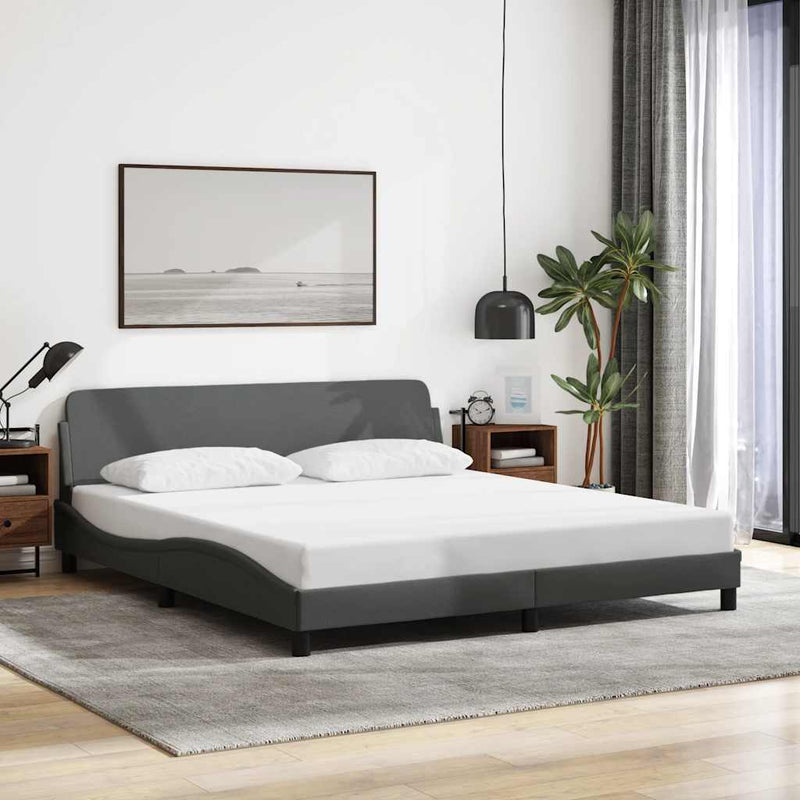 Cadru de pat, Dover, gri închis, 180x200 cm, textil