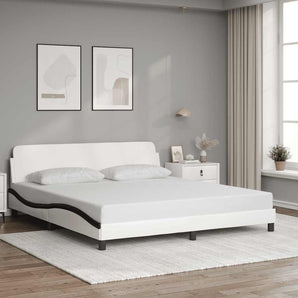 Cadru de pat Dover alb și negru 180x200cm piele artificială