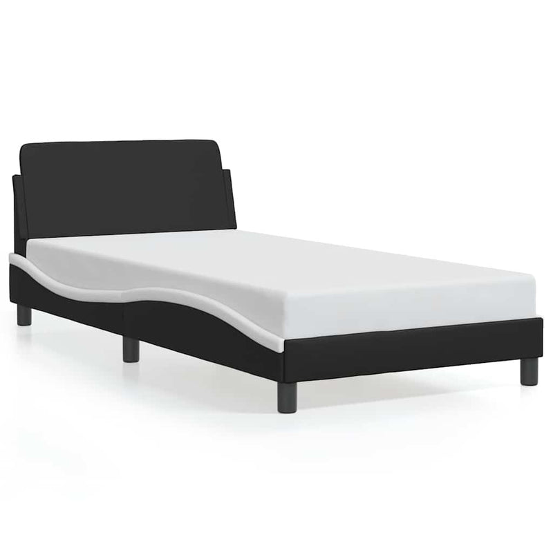 Cadru de pat Dover negru și alb 100x190cm piele ecologică