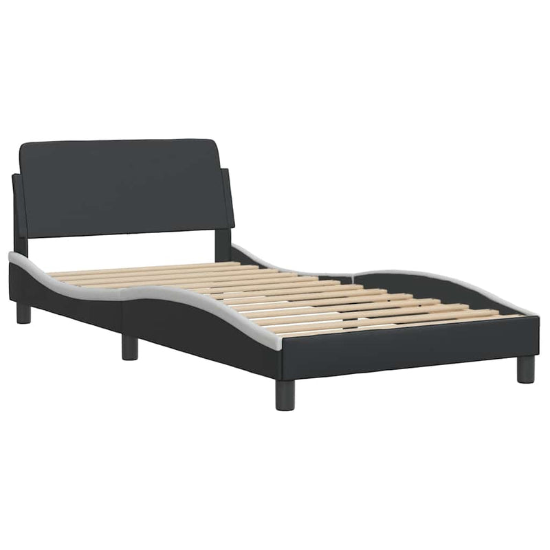 Cadru de pat Dover negru și alb 100x190cm piele ecologică