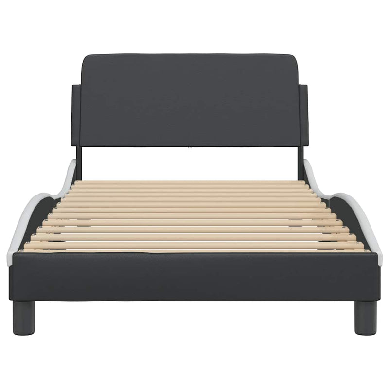 Cadru de pat Dover negru și alb 100x190cm piele ecologică