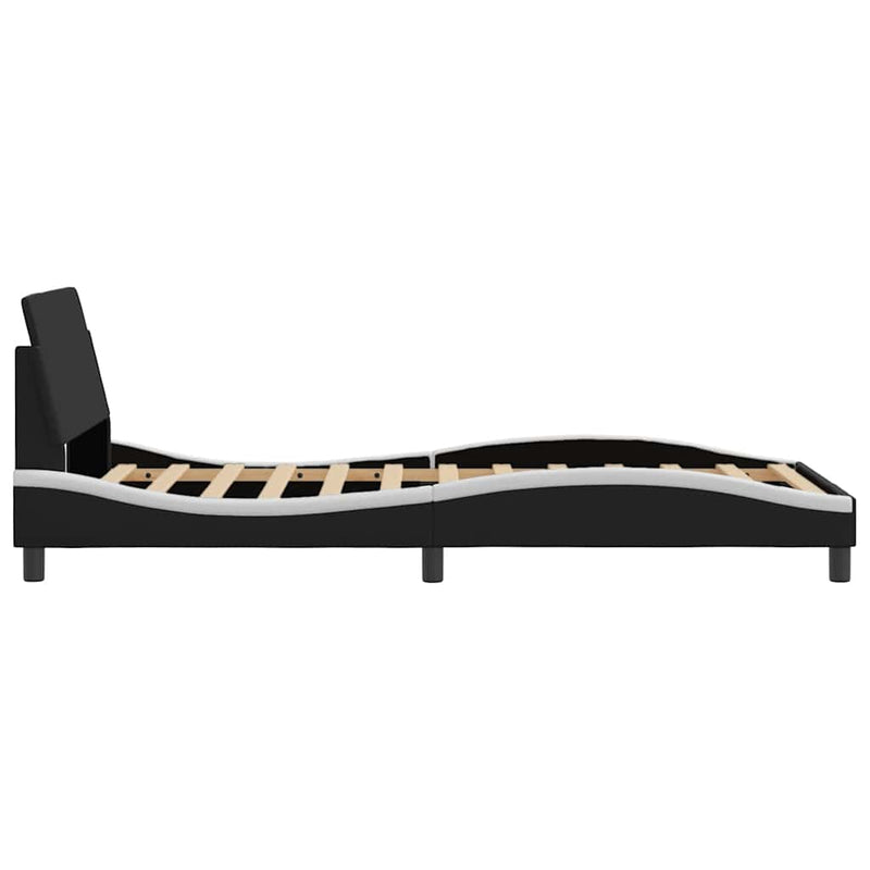 Cadru de pat Dover negru și alb 100x190cm piele ecologică