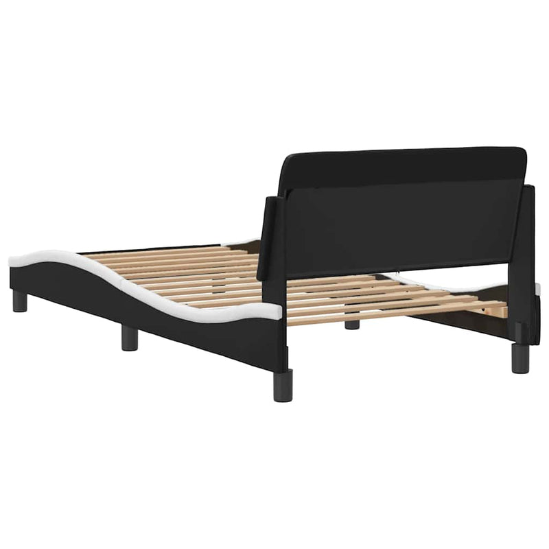 Cadru de pat Dover negru și alb 100x190cm piele ecologică