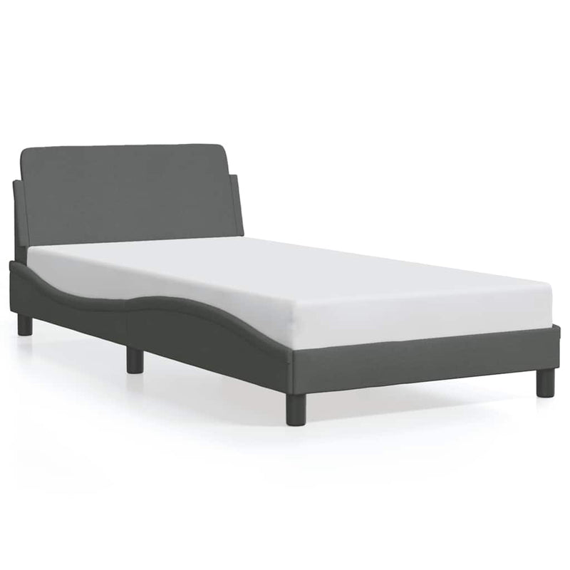 Cadru de pat, Dover, gri închis, 100x203 cm, textil