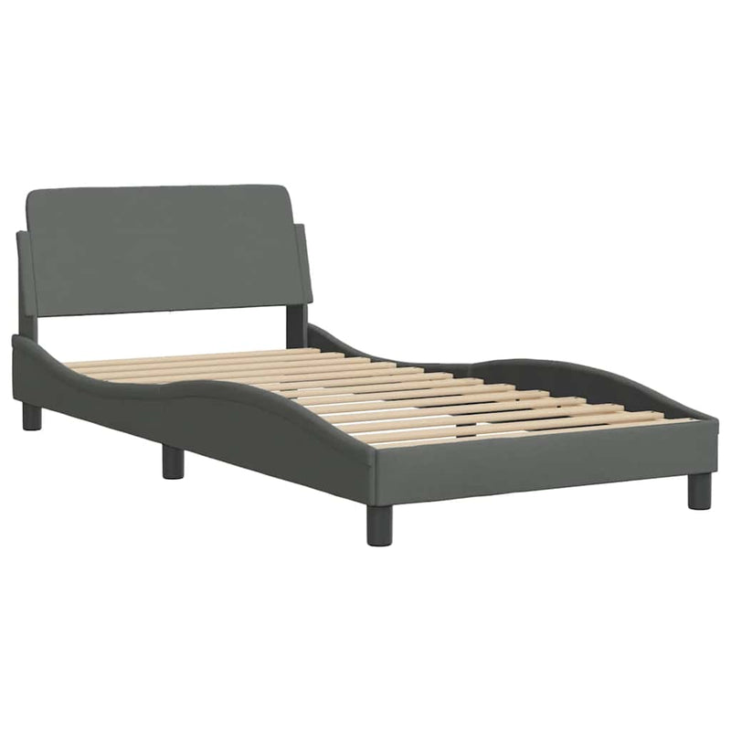 Cadru de pat, Dover, gri închis, 100x203 cm, textil