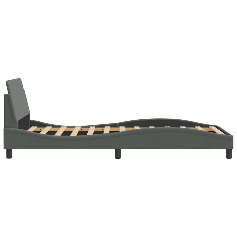 Cadru de pat, Dover, gri închis, 100x203 cm, textil