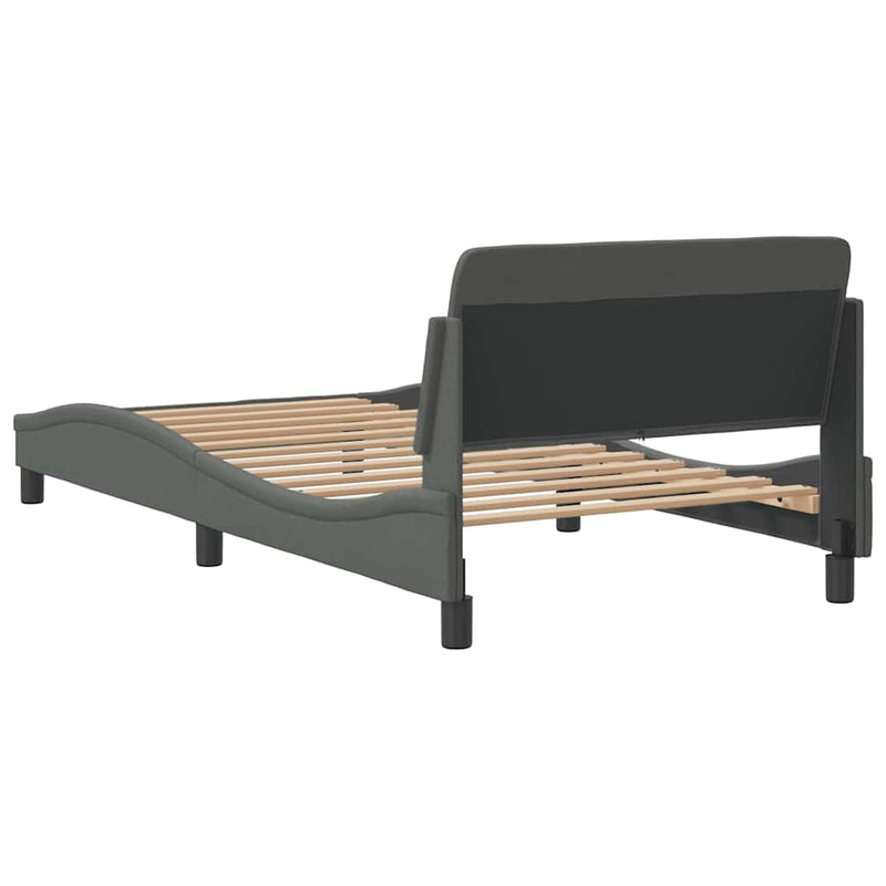 Cadru de pat, Dover, gri închis, 100x203 cm, textil