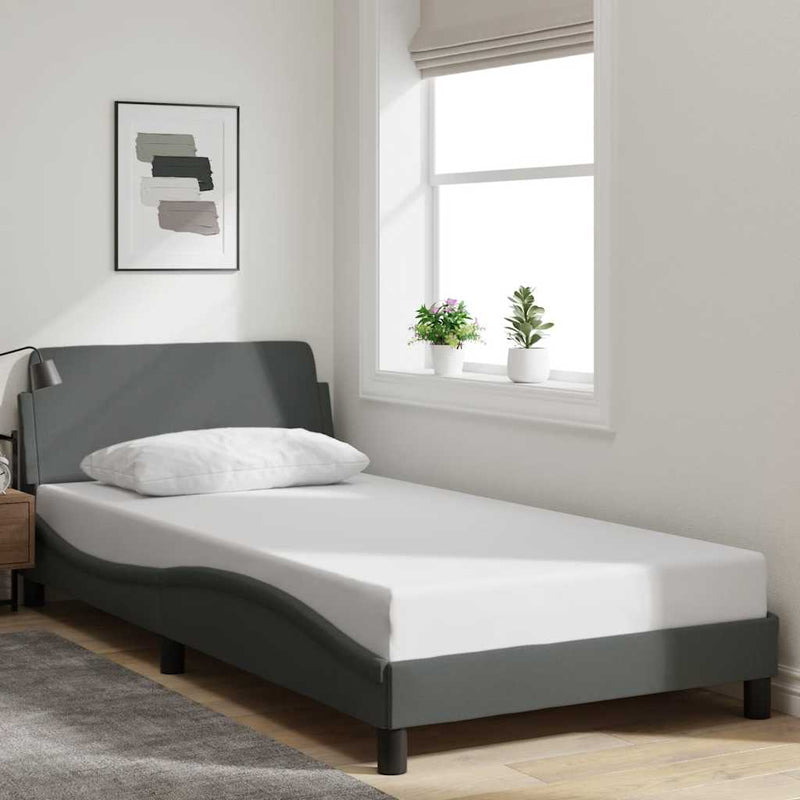 Cadru de pat, Dover, gri închis, 100x203 cm, textil