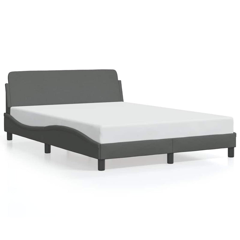 Cadru de pat, Dover, gri închis, 137x190 cm, textil