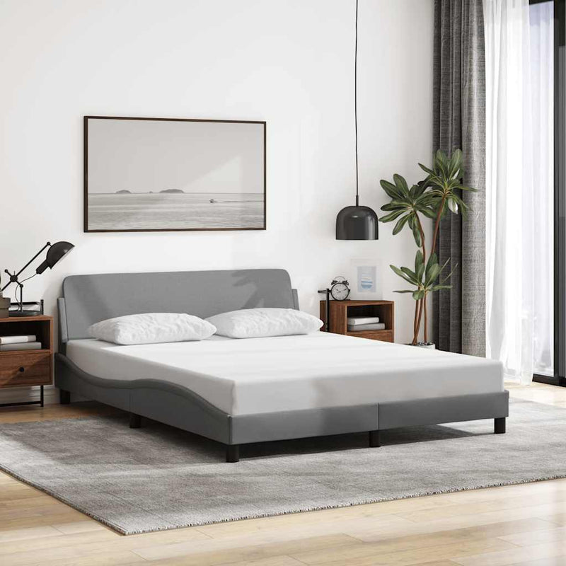 Cadru de pat, Dover, gri deschis, 152x203 cm, textil