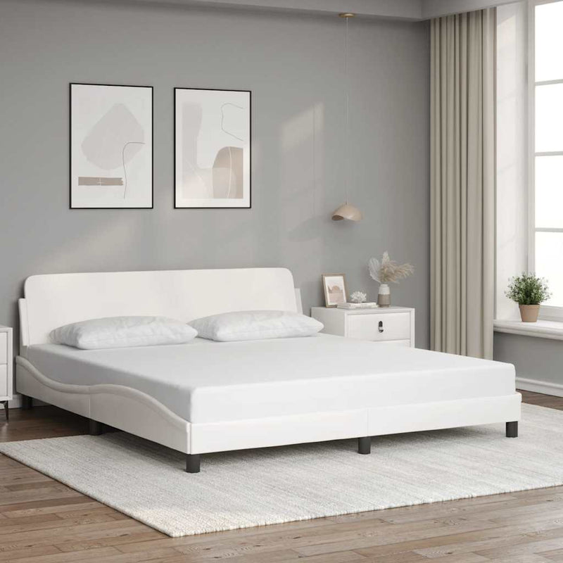 Cadru de pat, Dover, alb, 183x213 cm, piele artificială