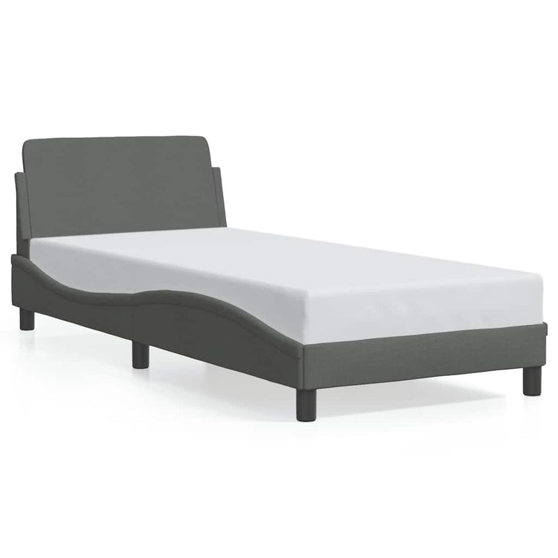 Cadru de pat Dover gri închis, 90x190 cm, material textil
