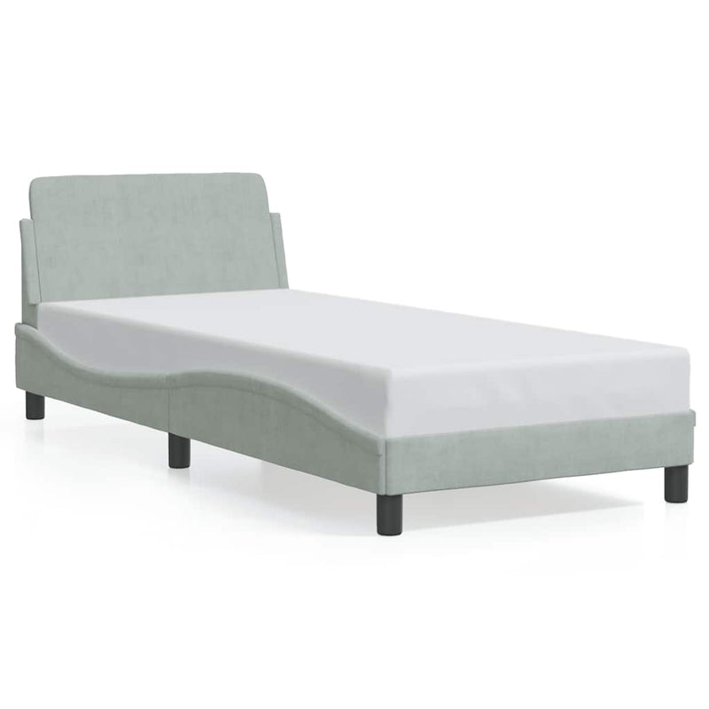 Cadru de pat Dover gri deschis, 90x190 cm, catifea