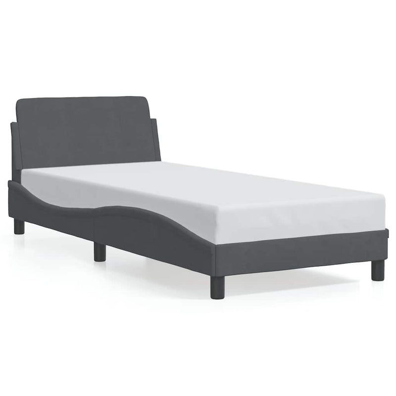 Cadru de pat Dover gri închis 90x190 cm catifea